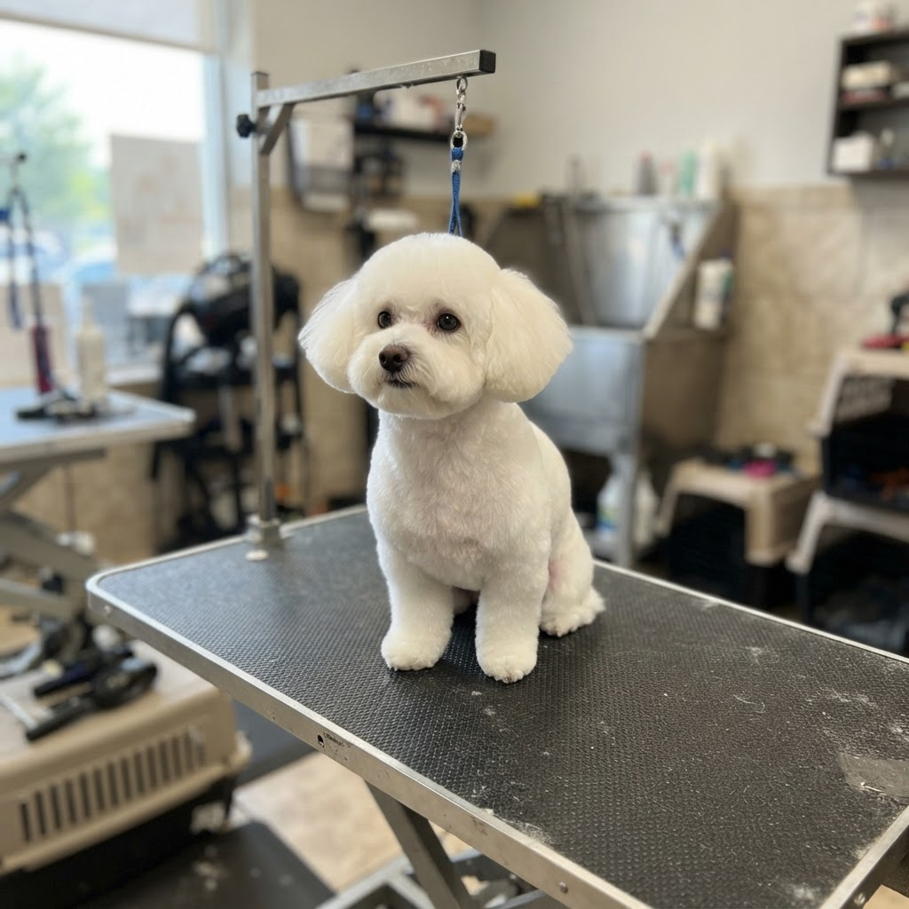 Happy freshly groomed dog after a mobile grooming visit